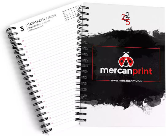 Mercan Carnet Spiral cu Pagini Albe Alb