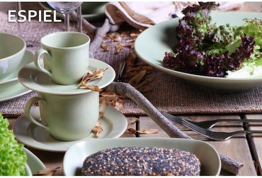 Espiel Stoneware Serving Platter Oval Green 22x16cm