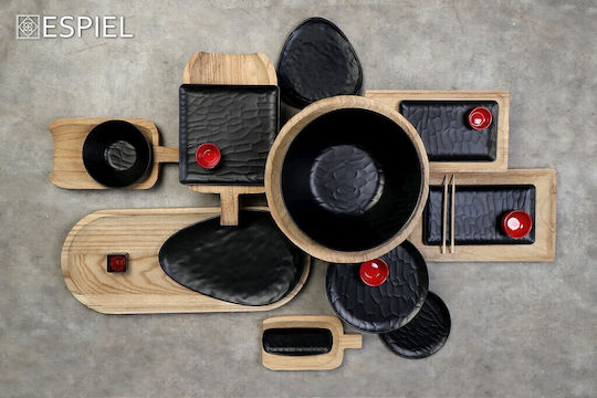 Espiel Wavy Matte Serving Platter Rectangular Black 53x16.2cm