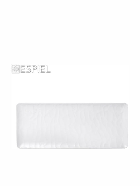 Espiel Wavy Matte Πιατέλα Σερβιρίσματος Ορθογώνια Πλαστική Λευκή 40x16εκ. 6τμχ