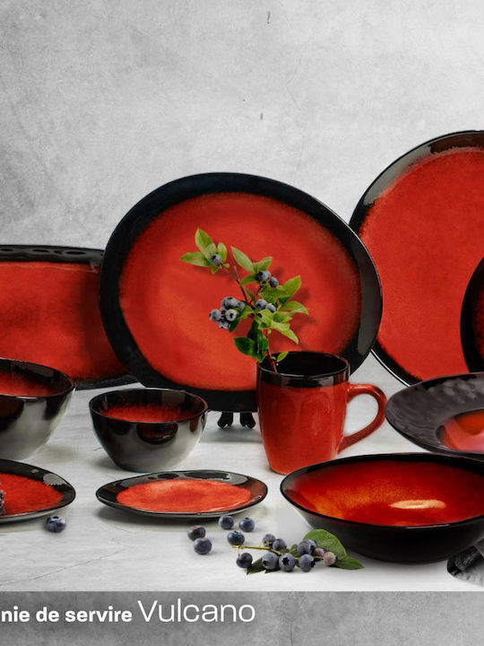 Heinner Vulcano Platou de Servire Oval Ceramică Roșie 38x15buc 1buc