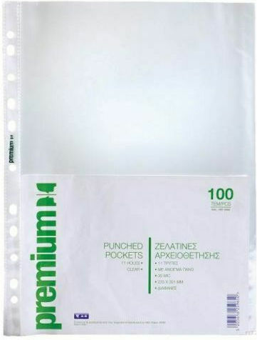 A&G Paper Plastic Sleeves for Documents A4 with Holes 10pcs 25965 Premium