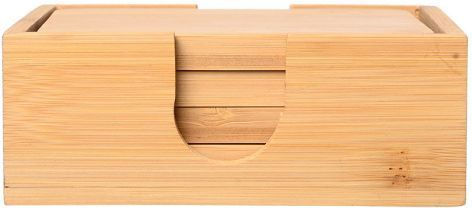 Estia Bamboo Essentials Σουβέρ Ξύλινο με Βάση Μπεζ 11x11cm 5τμχ