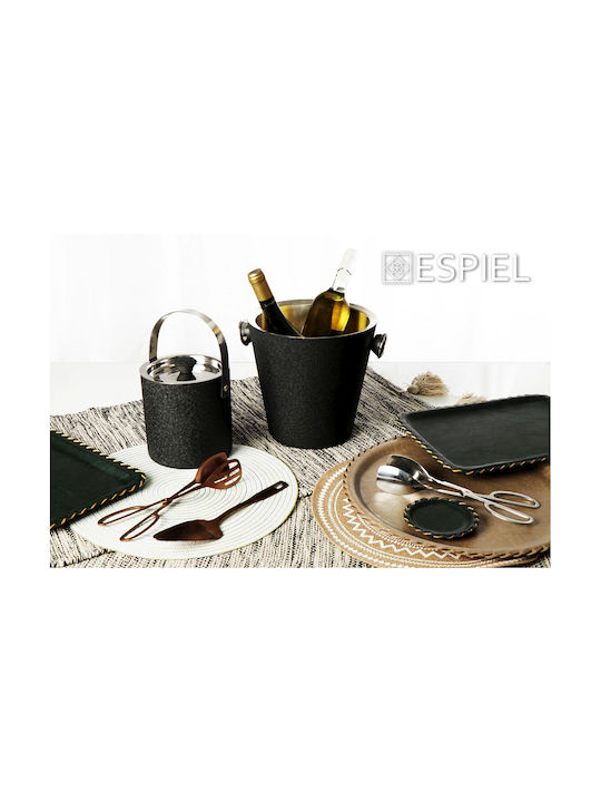 Espiel Round Coaster made of Leatherette Blue 10.5cm 3pcs