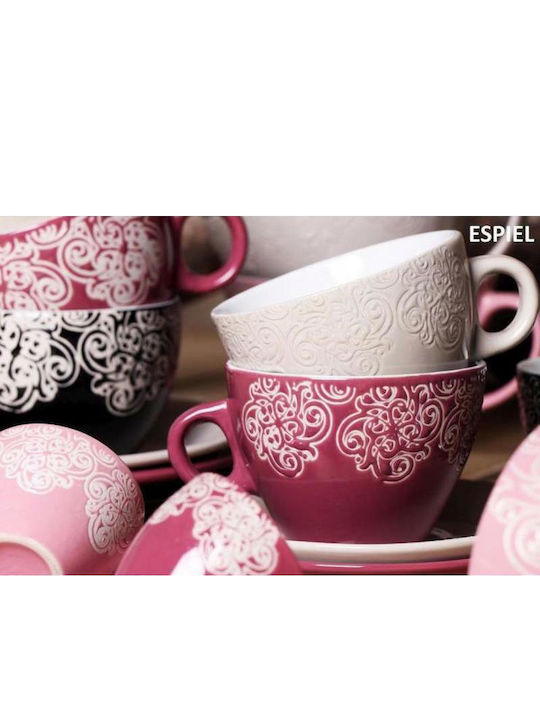 Espiel Vienna Σετ Φλιτζάνια Cappuccino από Πορσελάνη Ροζ 280ml 6τμχ