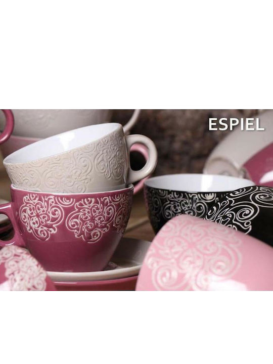Espiel Vienna Σετ Φλιτζάνια Cappuccino από Πορσελάνη Ροζ 280ml 6τμχ