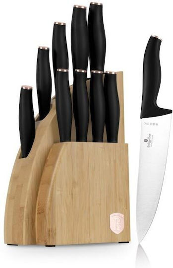 Berlinger Haus Black Rose Collection Stainless Steel Knives Set with Base 20cm 9 Pieces