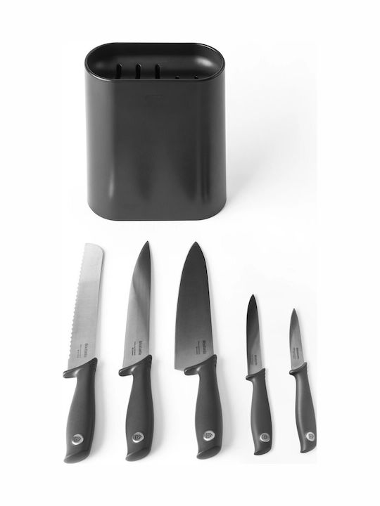 Brabantia Tasty Knife Set with Block from Stainless Steel 5pcs