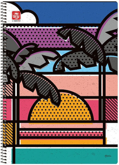 Typotrust Σπιράλ Τετράδια Ριγέ Β5 3 Θεμάτων Pop Art Πράσινο 8τμχ
