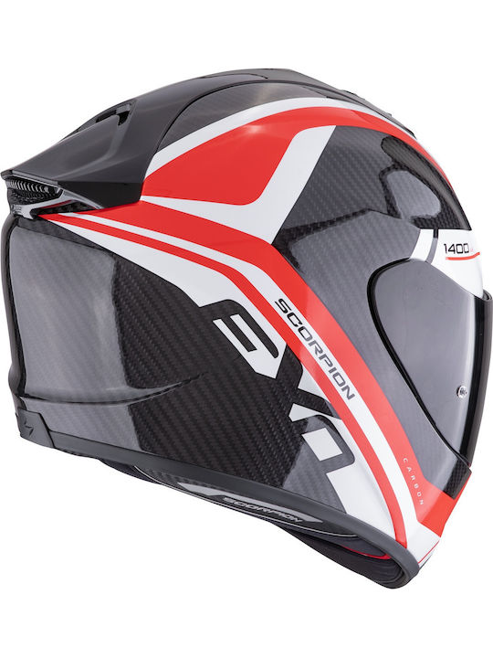 Scorpion Exo 1400 Evo II Scorpion Carbon Air Enko Black Red White Motorcycle Helmet Full Face ECE 22.06 with Sun Visor