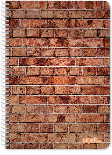 Must Team Spiral Notebook Ruled B5 150 Sheets 5 Subjects Bricks 1pcs (Μiscellaneous Designs/Colors)