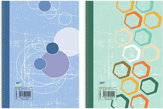 Justnote Spiral Notebooks Ruled A4 2 Subjects Blue 6pcs
