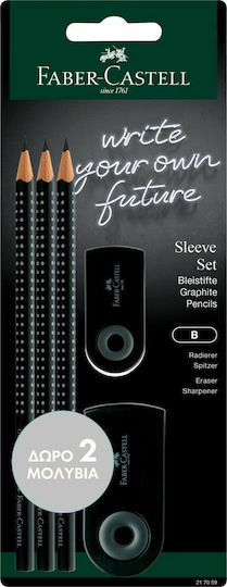 Faber-Castell Grip Set von 3 Bleistiften B Schwarz