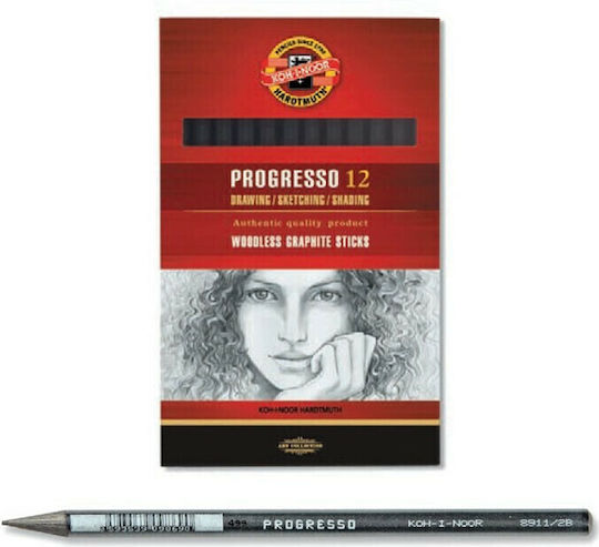 Koh-I-Noor Progresso 8911 Σετ 12 Μολύβια 8B Ασημί