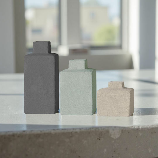 Espiel Set Decorative Ceramic Grey Vases Φ10xH22.3cm 3 Pieces