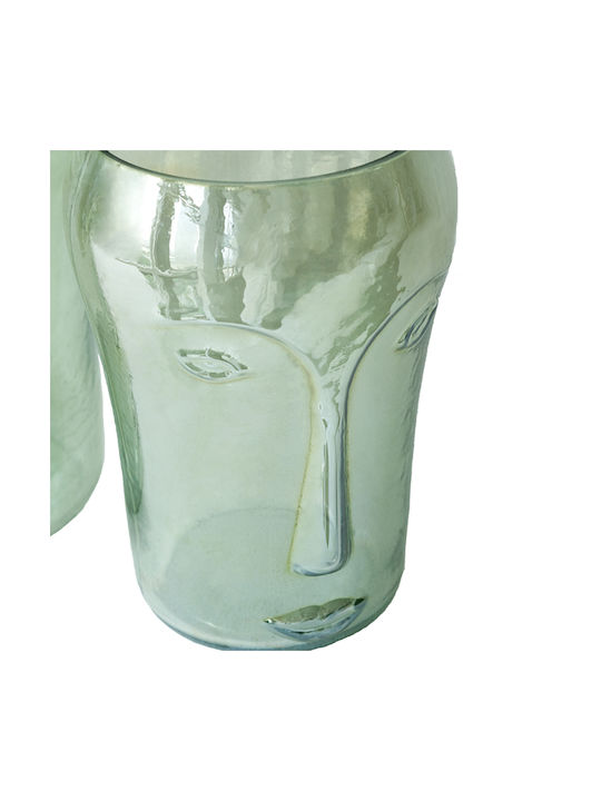 Artekko Διακοσμητικό Βάζο Γυάλινο Face Μπεζ Φ20xΥ28cm 2τμχ