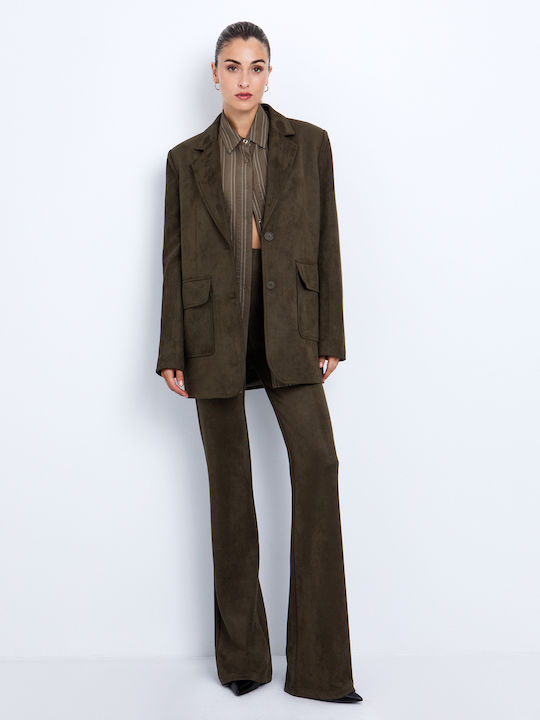 Toi&Moi Women's Leather Blazer Khaki