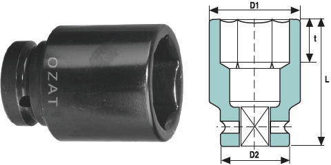 3/4'' 6-point Impact Socket Head Length 37