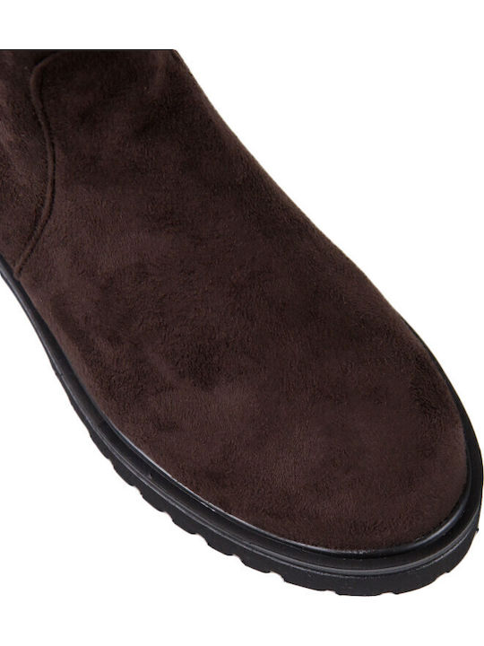 Suede Riding Boots Brown