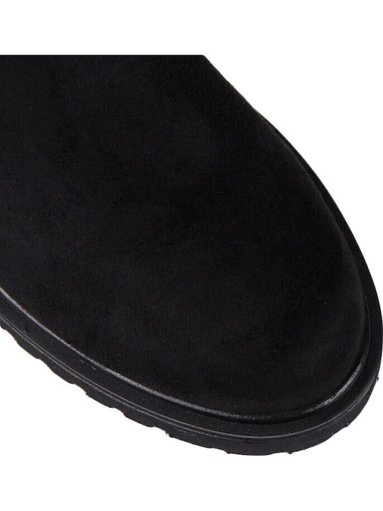 Suede Riding Boots Black