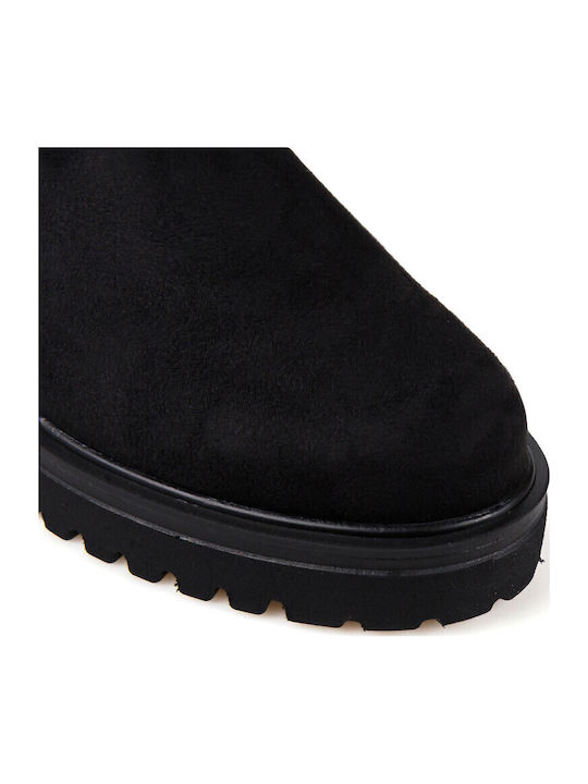 Suede Riding Boots Black
