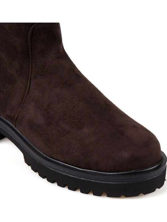 Suede Riding Boots Brown