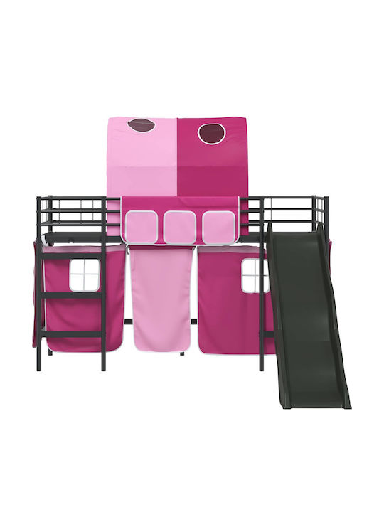 Kinderbett Hochbett Einzeln Schwarz für Matratze 100x190cm