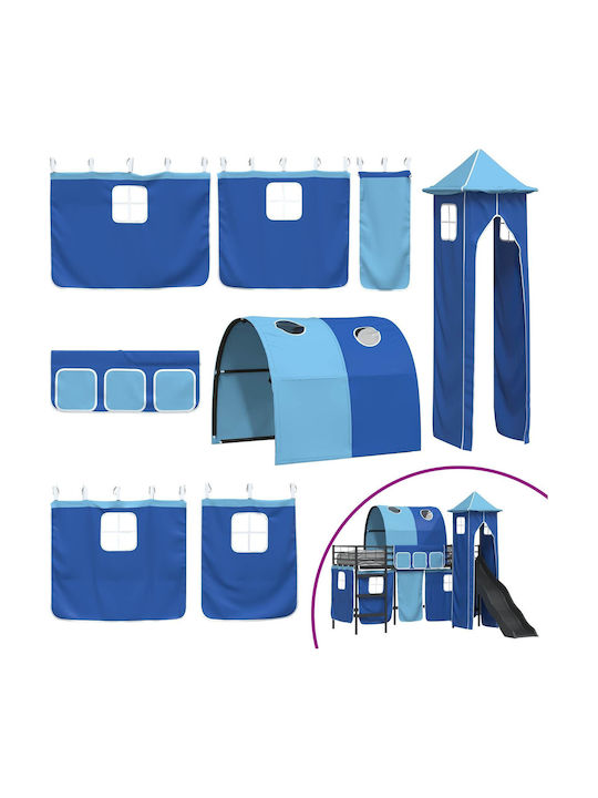 Kids Bed Loft Bed Single Black for Mattress 90x190cm
