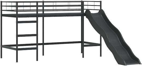 Kinderbett Hochbett Einzeln Schwarz für Matratze 100x190cm