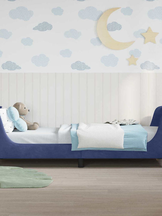 Pat Pentru Copii Single Albastru Pentru Saltea 96x205cm