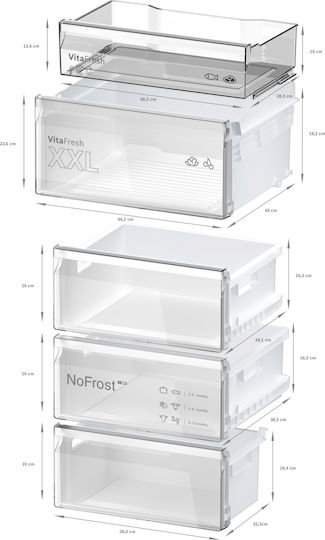 Bosch Ψυγειοκαταψύκτης 363lt Total NoFrost Υ203xΠ60xΒ66.5εκ. Inox KGN392LCF