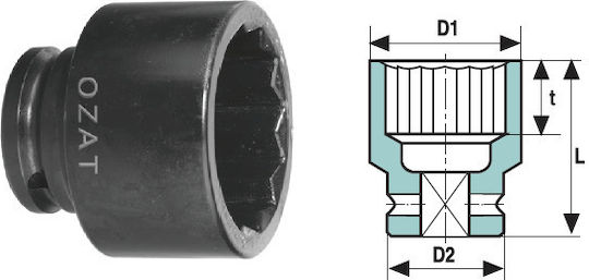 3/4'' 12-point Short Impact Socket 22
