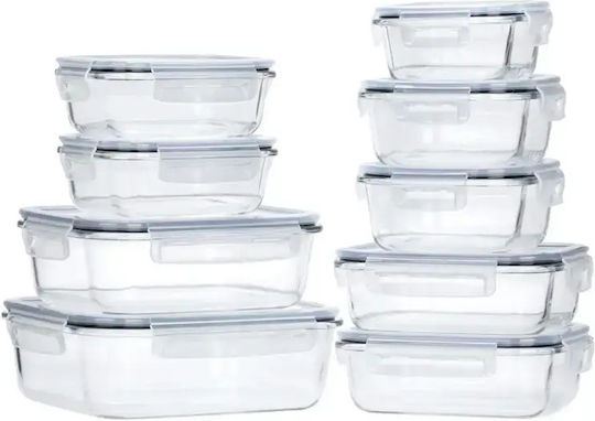 Vilde Set of Glass Lunch Containers Transparent 9 Pieces