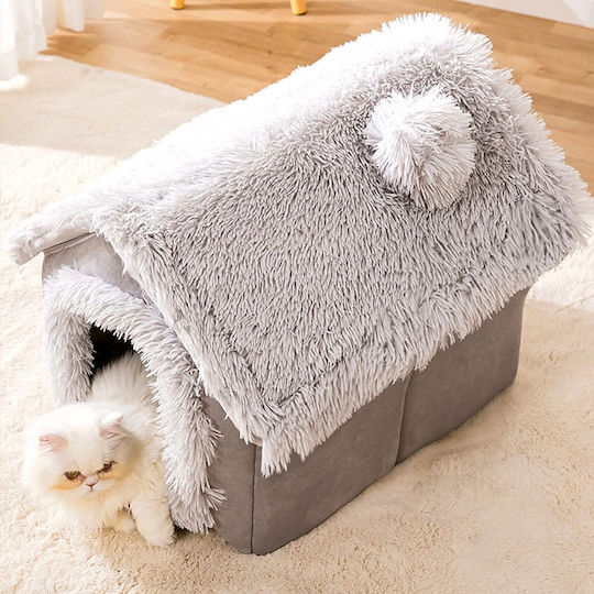 Katzenbett Häuschen Gänseblümchen "Häuschen Kourk" – M44xP36xH39cm – Grau