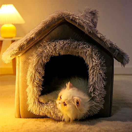 Katzenbett Häuschen Gänseblümchen "Häuschen Kourk" – M44xP36xH39cm – Grau