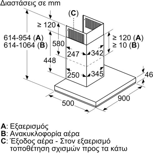 Bosch Απορροφητήρας Καμινάδα 90cm Inox