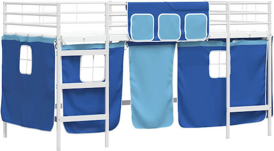 Pat Pentru Copii Loft Bed Semi Dublu Alb Pentru Saltea 116.5x207cm