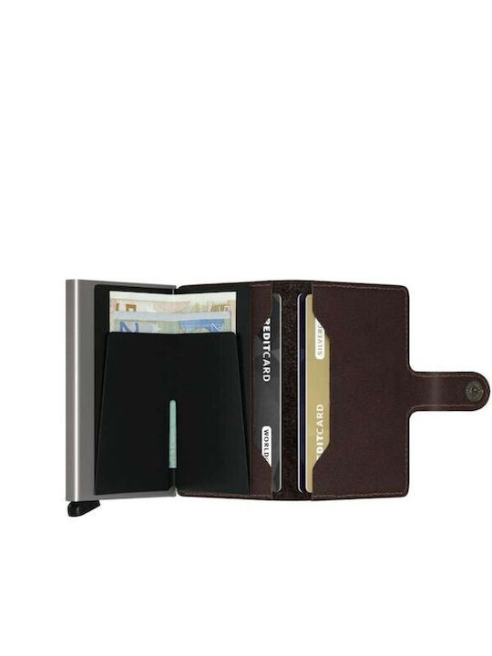 Минипортмоне Кожен Мъжки Портфейл за Карти с RFID Червен