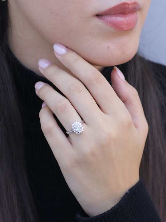 Damen Ring mit Diamant aus Weißgold 18K