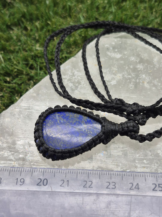 Colier Macrame Lapis Lazuli – Bijuterie Handmade Piatra Semiprețioasă