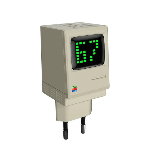 Sharge Φορτιστής Χωρίς Καλώδιο με 3 Θύρες USB-C Μπεζ (Retro 67)