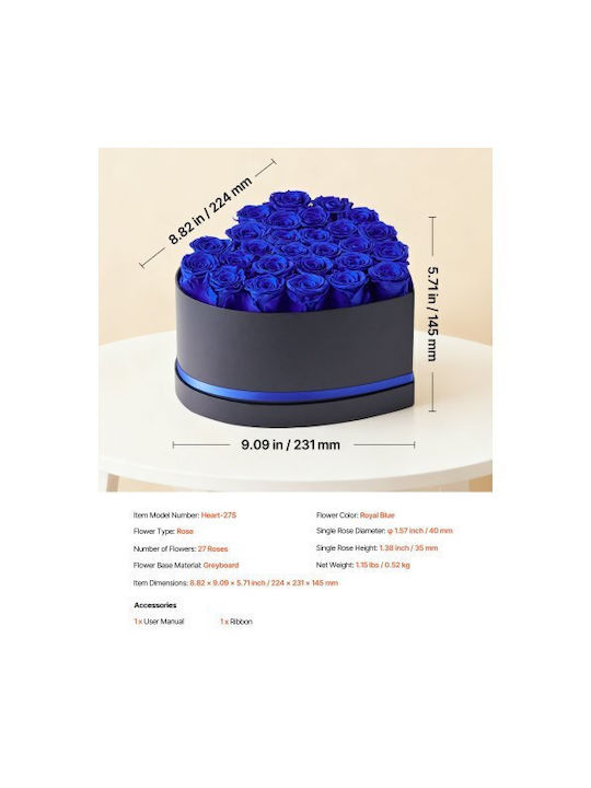 Vevor Forever Flowers 27 Trandafiri Uscați Inima