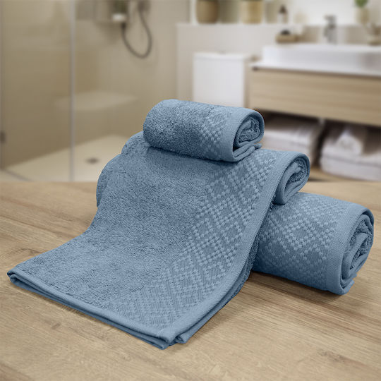 Lino Home Bath Towel Set 3pcs Serapha Petrol Blue Weight 450gr/m²