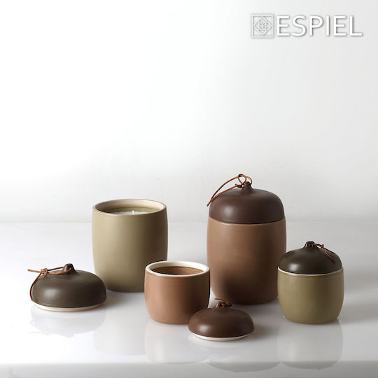 Espiel Aromatic Candle in Jar with Amber & Tonka Perfume 12cm 2 Pieces