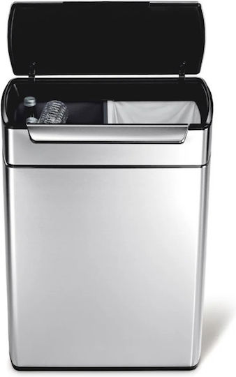 Simplehuman Κάδος Ανακύκλωσης Πλαστικός Push Ασημί 48lt