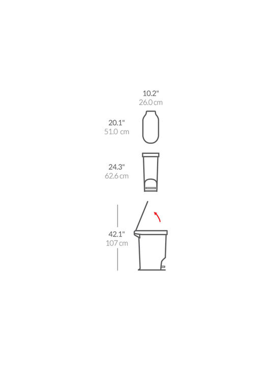 Simplehuman Abfalleimer Abfall aus Edelstahl mit Pedal 40Es 1Stück
