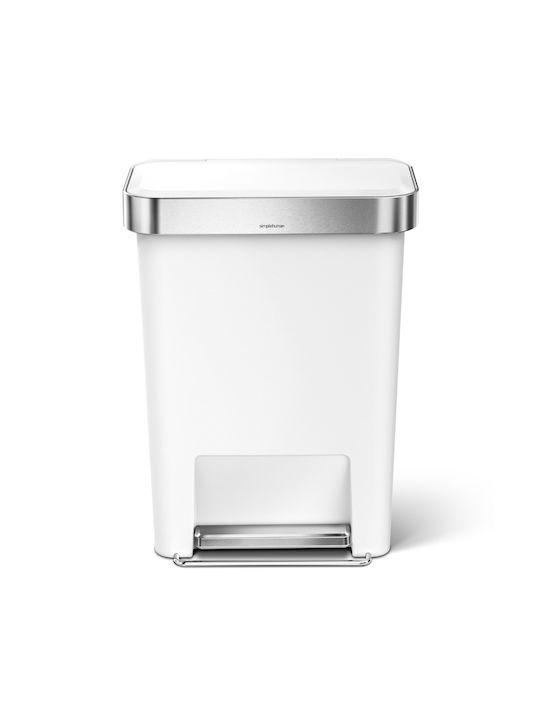 Simplehuman Кошче за боклук от Неръждаема Стомана с Педал Бяло 45л