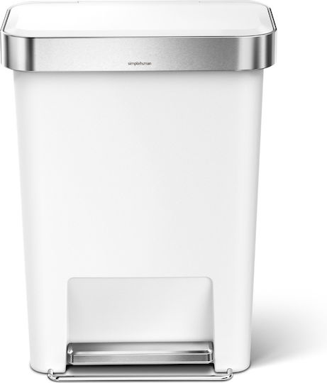Simplehuman Κάδος Απορριμμάτων από Ανοξείδωτο Ατσάλι με Πεντάλ Λευκός 45lt