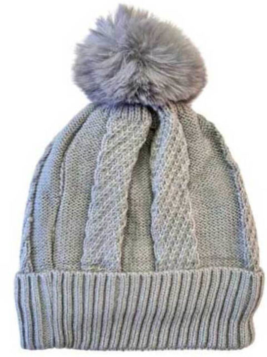 Set with Beanie Knitted in White color