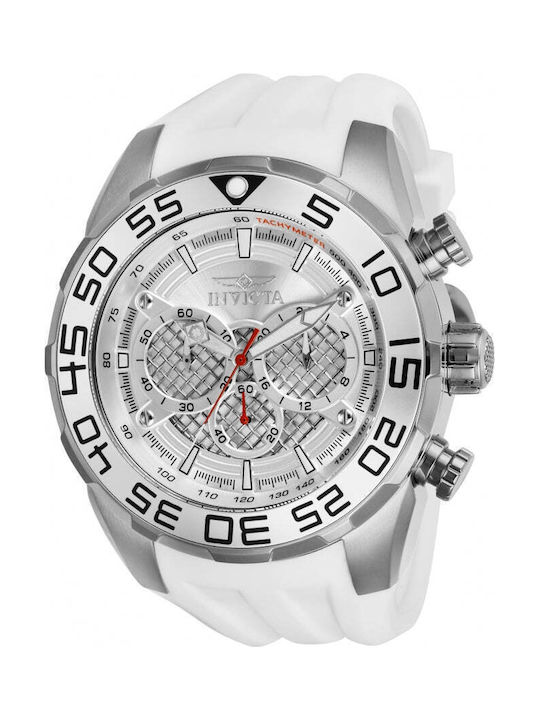 Invicta Speedway Мъжки Часовник 50mm На Батерия С Бяла Каучукова Каишка